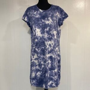 Gap Blue Tie Dye T-Shirt Dress | Pocket | Short Sleeve | Size S